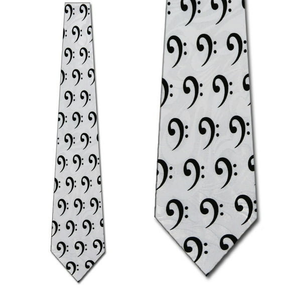 G Clef Allover White Necktie Mens Tie by Steven Ha