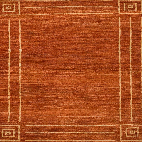 Ahgly Company Indoor Square Abstract Orange Red Abstract Area Rugs, 3' Square