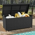 thumbnail image 3 of Uforic 260-Gallon Wicker Outdoor Deck Boxes with Waterproof Liner Bag, Rattan Storage Bin, Large Storage Deck Box - Black, 3 of 9