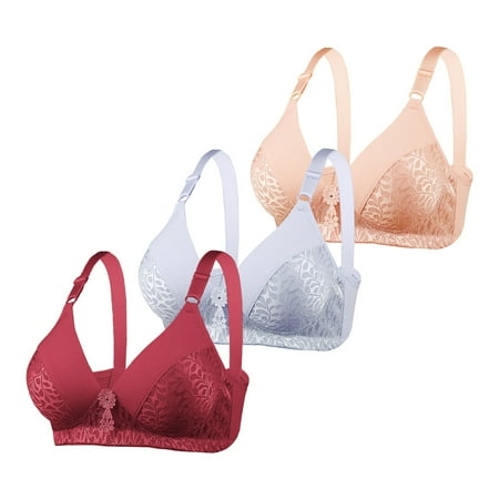 Minimizer Bras for Women 3PC Women s Front Side Buckle Lace Edge Without Steel Ring Movement Seamless Gathering Adjustment Yoga Sleep Large Bra Push Up Bras for Women(Size:38)