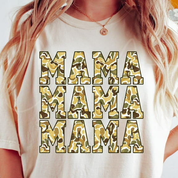 Camo Mama T-Shirt, Military Mom Shirt, Rustic Camouflage Mom Life Tee for Patriotic Moms