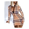 thumbnail image 4 of Fitted Long Sleeve Dress With Zipper And V-Neck, 4 of 5