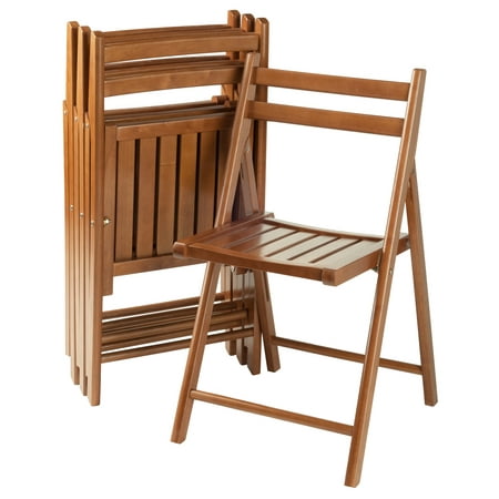 Winsome Wood Robin Folding Chair Set, Teak Finish, set of 4