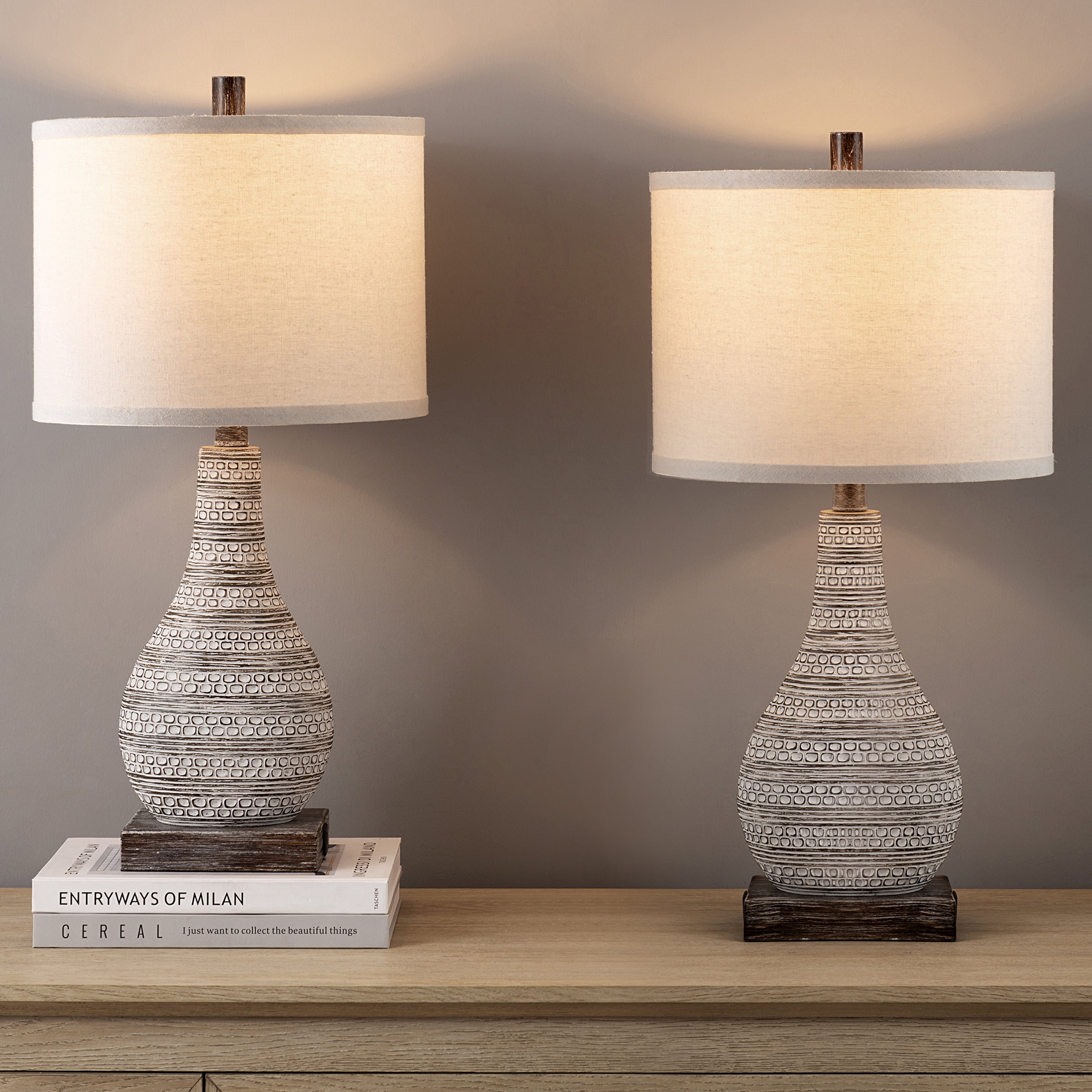 Kyrid 24'' Farmhouse Table Lamps Set with USB & NightLight, 3-Way Touch Control Table Lamps Set of 2 for Living Room (Bulbs Included)