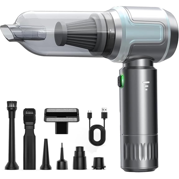 Car Vacuum Cleaner,16000PA High Power Mini Vacuum Cleaner, 7-in-1 Rechargeable Handheld Vacuum, Portable Cordless Compressed Air Duster & Air Blower for Cars, Home, Office, Pet