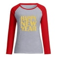 thumbnail image 4 of Penkiiy Happy New Year Women's Classic New Year Print Round Neck Long Sleeve Loose Round Neck Tops S Gray, 4 of 4