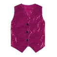 thumbnail image 3 of Fldy Kids Boys Girls Hip-hop Jazz Dance Costume Sequins Jacket Vest Waistcoat Stage Performance Party Hot Pink 185, 3 of 5