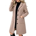thumbnail image 5 of Vixolx Womens Mid Length Coat Notched Lapel Single Breasted Overcoat with Patch Pockets Fall Winter Business Casual Outerwear, 5 of 7