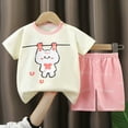 thumbnail image 4 of HCNTES Little/Big Kids Clothes Short Sleeve Pullover Tops + Pants Set Sweatsuit Toddler Baby Boys Girls Spring Summer Unisex Loungewear Outfits Set(Beige,2--3 Years), 4 of 4