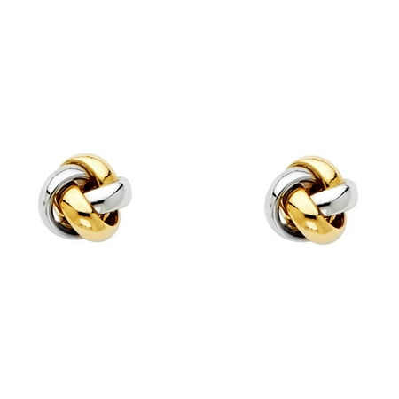 Gemapex Love Knot Stud Earrings Solid 14k Yellow White Gold Love Knot Stud Earrings Solid 14k Yellow White Gold Twisted Studs Fancy Design Two Tone 8