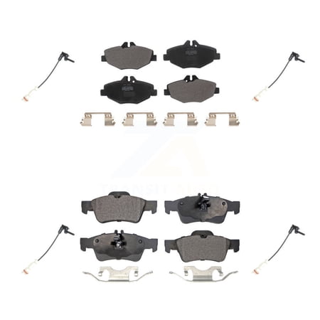 Positive Plus Front Rear Semi-Metallic Disc Brake Pads and Wear Sensors Kit for Car 2003 Mercedes-Benz E320 Sedan with 3.2L KPW-100308