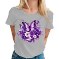 thumbnail image 2 of Yopmin Butterfly T Shirts for Women Floral Crew Neck Summer Casual T Shirts Fashion Graphic Tees for Everyday Wear, 2 of 7