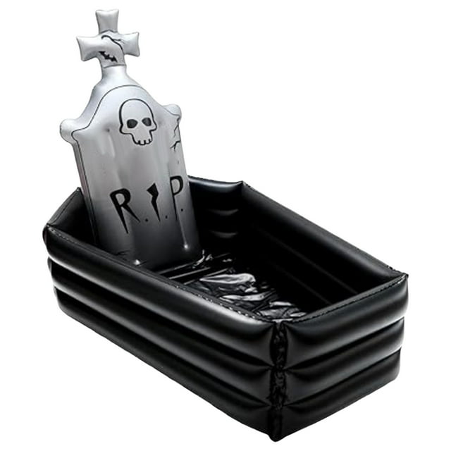 HUASHENG 44 Inch Halloween Inflatable Coffin Drink Cooler Halloween Beverage Holder For Indoor Outdoor Home Decorations Inflatable Serving Bar Drink Container