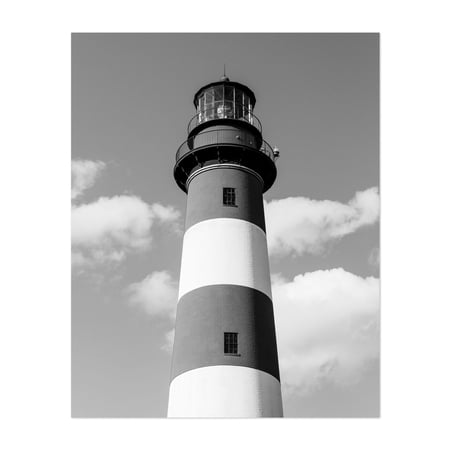 Assateague Lighthouse B&W - Chincoteague Virginia Photography Unframed Wall Art Print 8 x 10 inches