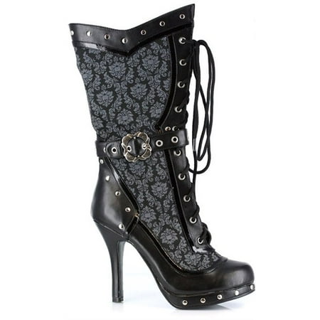 441-BETH, 4.5'' Heel Steampunk Printed Fabric Ankle Boot