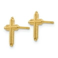 thumbnail image 2 of Real 14kt Yellow Gold Polished Cross Post Earrings; for Adults and Teens; for Women and Men, 2 of 3