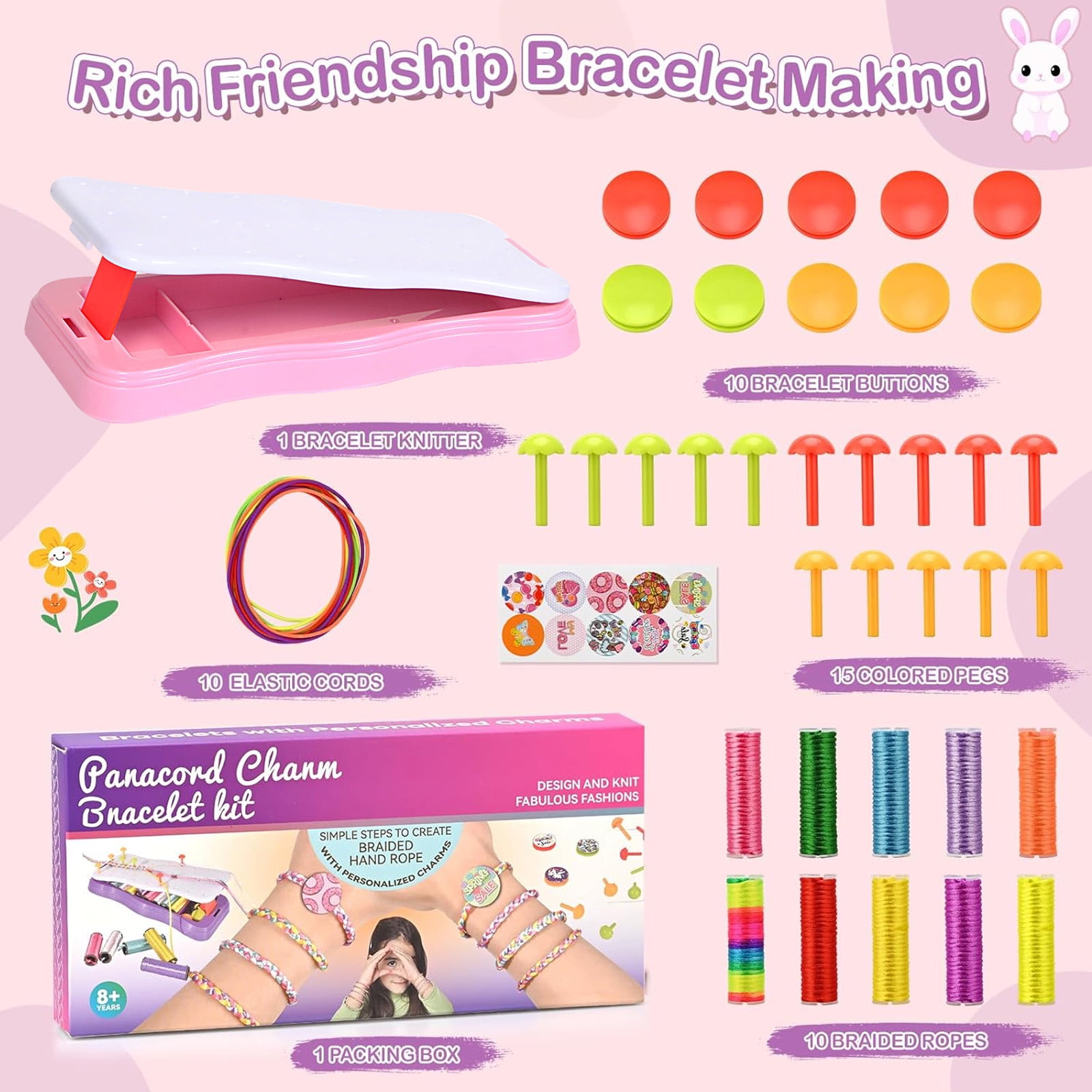FoikYoik Friendship Bracelet Making Kit for Girls 8-12 Year Old Kid DIY Crafts for Girl Birthday Christmas Kits Toys Pink
