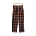thumbnail image 4 of Brnmxoke Young Men Pajama Pants Straight Leg Buffalo Checker Pj Pant Casual Lounge Lightweight Comfy Sleepwear Trousers with Pockets Orange,S, 4 of 9