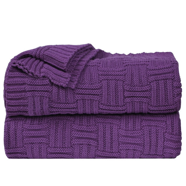 Unique Bargains Soft 100% Cotton Cross Cable Knit Throw Blanket For Sofa Couch Bed Home Bedding
