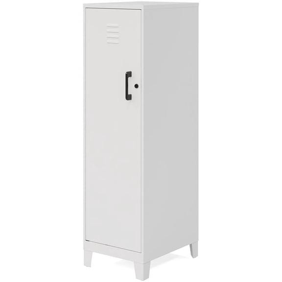 Pemberly Row 53.38"H 4 Shelf Metal Storage Locker Cabinet 3" Legs in Pearl White