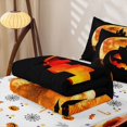 thumbnail image 5 of Homewish Spooky Halloween Jack O Lantern Zipper Twin Comforter Sets with Fitted Sheet and 2 Pillowcases,Haunted Castle Moon Pattern Zipper Bedding Set,Black Orange,Halloween Reversible,4pcs, 5 of 7