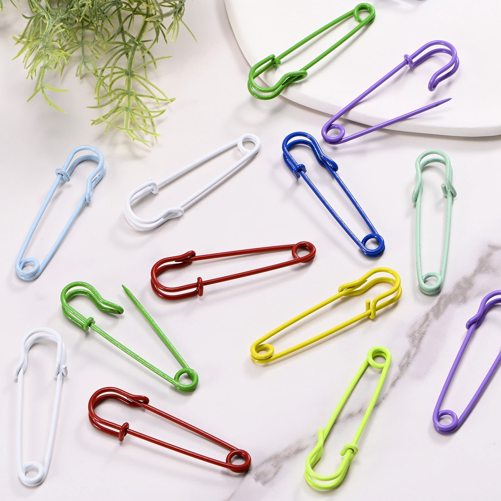 Uxcell 60-Pack Large Safety Pins, 2.5" Spring Lock Pins Blanket Bulk Pins for Fashion/Clothes/Sewing/Quilting/Upholstery/Laundry/DIY Craft/Decorative, Big Safety Pins [Purple]