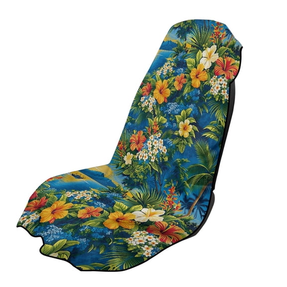 XYZCANDO Car Seat Protector Lightweight Car Seat Towel Cover for Travel Workout, Car Seat Cover Towel Comfortable, Tropical Hawaiian Floral Landscape Print