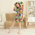 thumbnail image 3 of FORMRS Niños Bathrobe Unisex Hooded Robe Soft Plush Pajamas Sleepwear, Size 10-12T, Colorful Christmas Plaid Pattern, 3 of 7