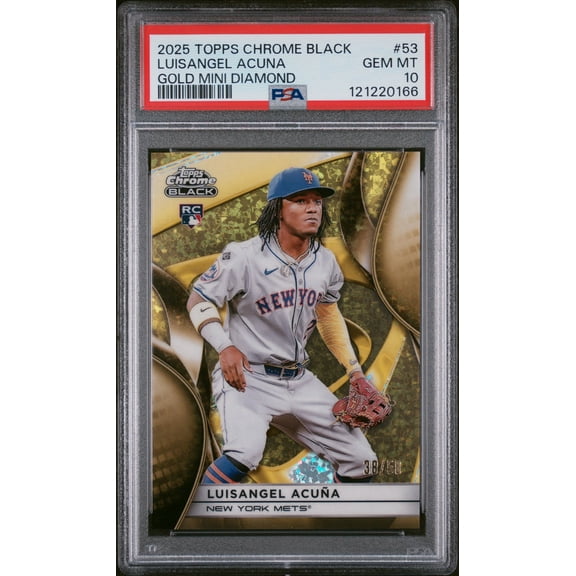 Graded 2025 Topps Chrome Black Luisangel Acuna #53 Gold Mini Diamond /50 Rookie RC Baseball Card PSA 10 Gem Mint