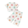 thumbnail image 2 of Gupgi Kid Girls Pants Set 1 2 3 4 5 Years Flower Print Short Sleeve Crew Neck T-Shirt Loose Pants Toddler Summer Outfit, 2 of 9