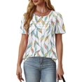 thumbnail image 3 of T-Shirts Parent-Femmes Manches Courtes Hauts Blouses Décontractées Élégantes Tenues Printemps Été Fluides Plissées devant Col Rond, 3 of 5