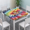 thumbnail image 3 of Colorful Tie Dye Pattern Square Fitted Tablecloth with Elastic Edge,Square Table Cover,Washable Elastic Table Cover for Home Kitchen Party Decor 36"x36", 3 of 6