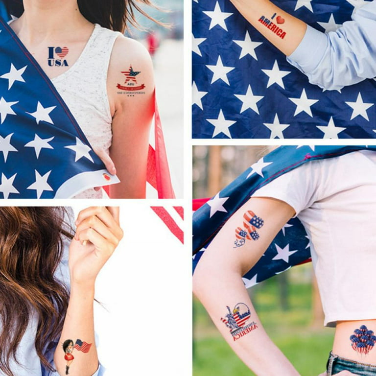 Ctosree 492 Pcs Fourth of July Temporary Tattoos 72 Sheets Patriotic  Decorations Stickers Red White and