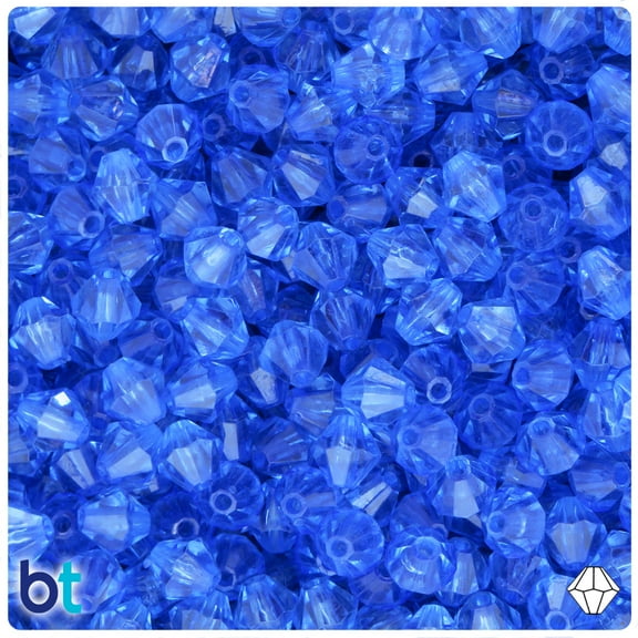 BeadTin Blue Transparent 8mm Faceted Bicone Acrylic Beads (200pcs)