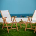 thumbnail image 3 of Teak Wood California Outdoor Patio Reclining/Folding Lounge Chair with White Batyline Sling, 3 of 5