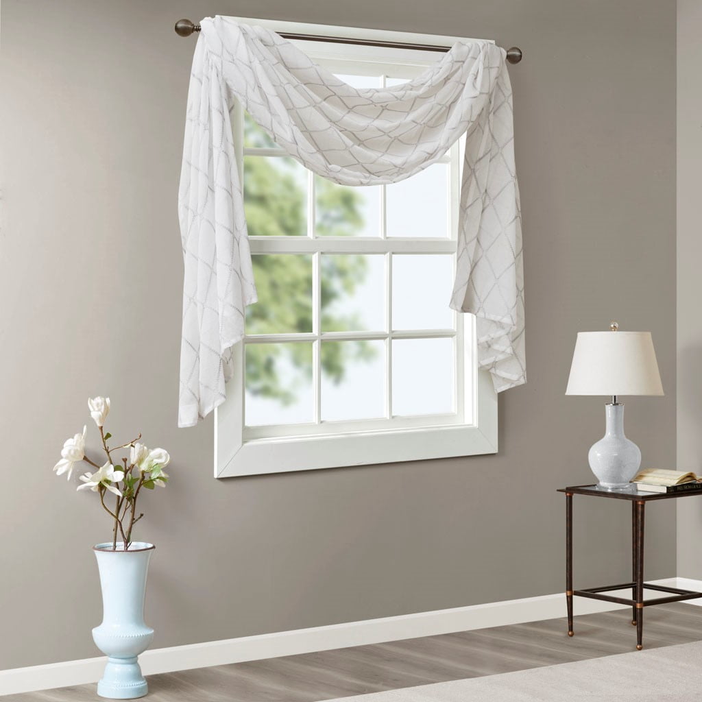 MAYEERTY Diamond Sheer Embroidered Window Scarf Living Room
