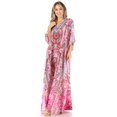 thumbnail image 5 of Sakkas Anahi Flowy Design V Neck Long Caftan Dress / Cover Up With Rhinestone - ORPI272-Pink - One Size, 5 of 5
