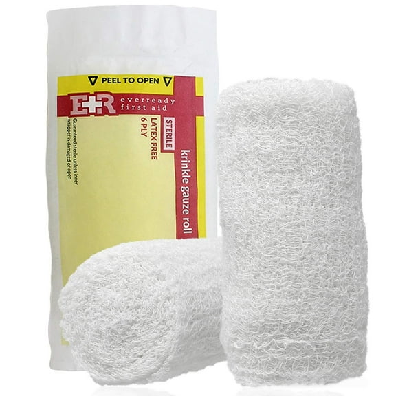 Ever Ready First Aid Sterile 6 Ply, Krinkle Kerlix Type Dressing Bandage Roll, 4 1/2" x 4.1 Yds  - 24 Count