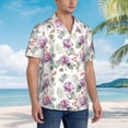thumbnail image 3 of Fuzoiu Orchids Flowers Print Hawaiian Shirt for Men, Summer Beach Casual Short Sleeve Button Down Shirts, Men’s Beach Summer Shirts with Pocket,Large, 3 of 7