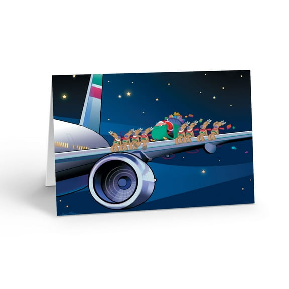 Windy Ride Aviation Christmas Card - 5" x 7" Christmas Card - 18 Cards & 19 Whit