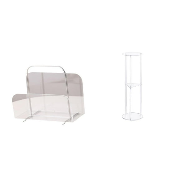 Revistero,Revistero de suelo con soporte organizador moderno decorativo,Mesa auxiliar redonda,Mesa auxiliar redonda de acrílico transparente de 3 niveles para sala de estar,Mesita de noche de