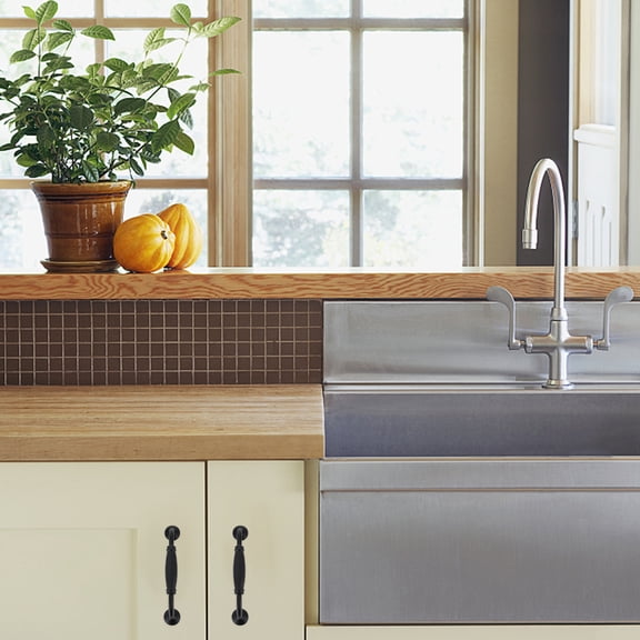 KONTONTY 6Pcs Black Cabinet Door Handles Modern Wardrobe and Drawer Pulls for Home