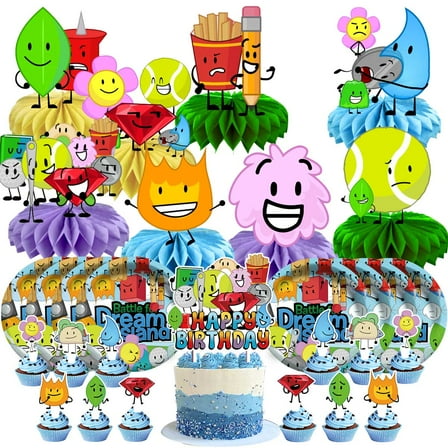 Battle for Dream Island Party Supplies Decor Plates Fans Decorations Honeycomb Centerpieces Cake Toppers