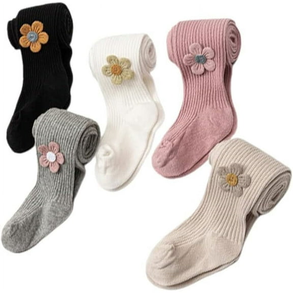 CAILDANL Baby Toddler Girl's Tights 3/4/5 Pack Cable Knit Leggings Little Girls Seamless Stockings Bows Cotton Pantyhose
