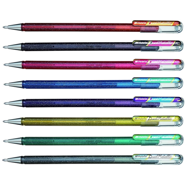 Bolígrafo de gel Pentel Hybrid Dual Metallic YK110/8-M x8