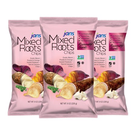 Roots - All Natural Vegetable (Rosemary Garlic, 3 x 8 oz) | Trans Fat & Cholesterol | Gluten & Non-GMO | No Preservatives Exotic Roots