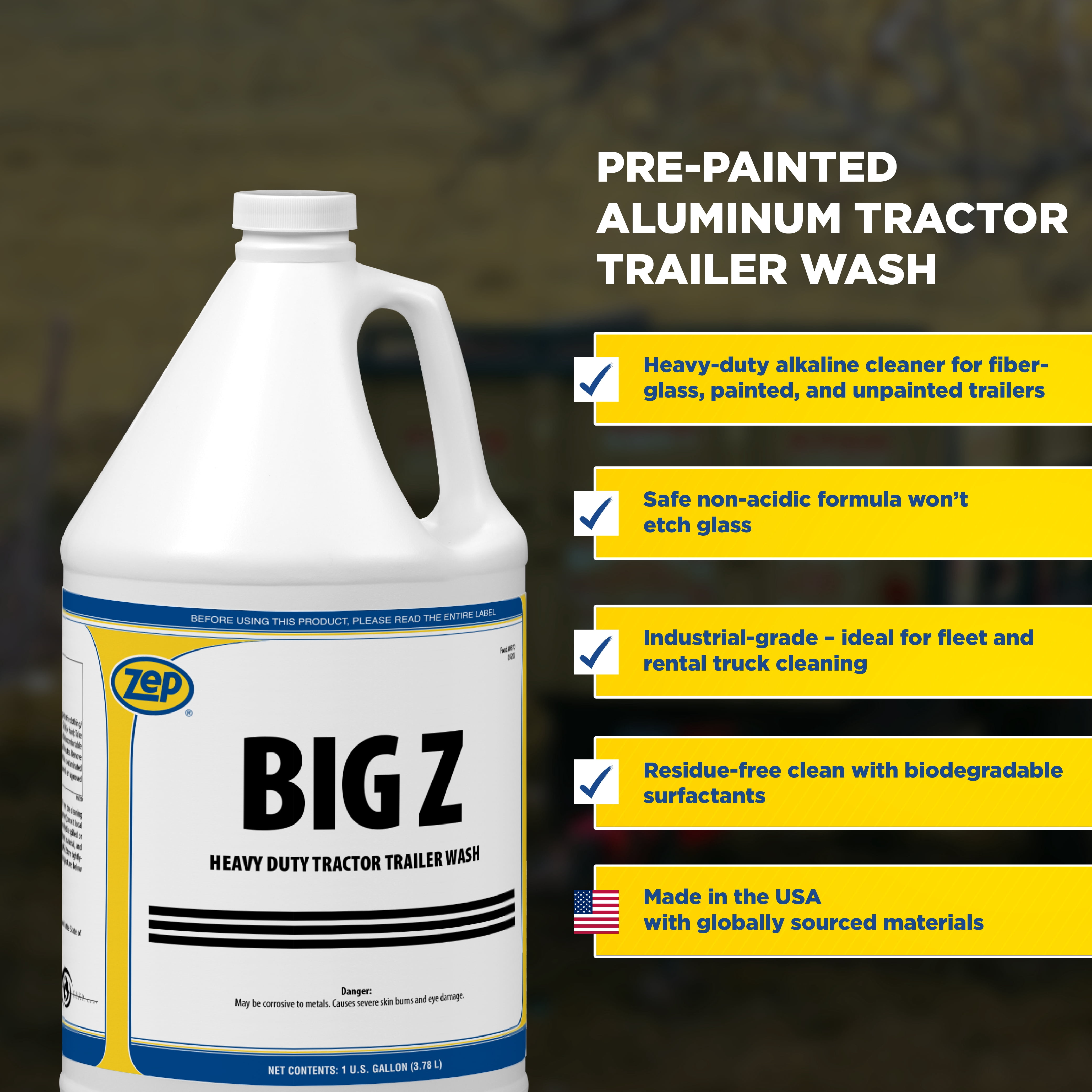 Zep Big Z Heavy Duty Truck Cleaner, Alkaline Formula, 1 Gallon