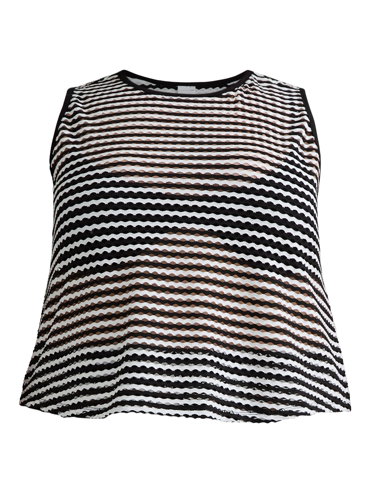 Time and Tru Women's and Women's Plus Striped Mesh Tank Coverup, Sizes XS-2X