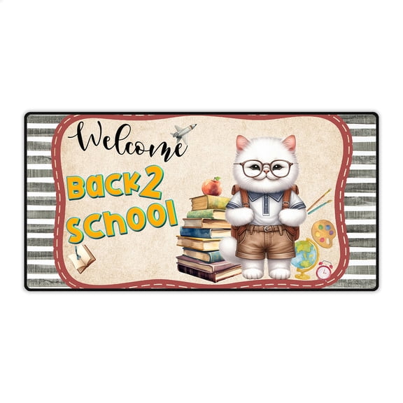 Welcome Persian Back to School Vintage Retro Desk Mat Full Keyboard Mouse Pad Cat Lover Kitten Owner Gifts Large Mousepad - 02012
