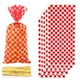 thumbnail image 1 of Xiao Hua 150 bolsas de celofán con cierres giratorios para dulces, galletas, repostería, pasteles, bodas, cumpleaños (rojo y blanco), 1 of 3